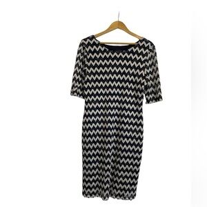 Connected‎ Apparel size 16 black/silver shimmer chevron pattern dress